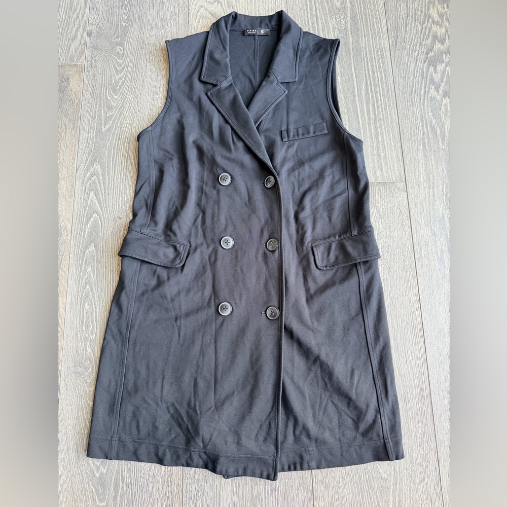 Titika Active Couture Double Breasted Sleeveless Suit Dress in Black Size Small
